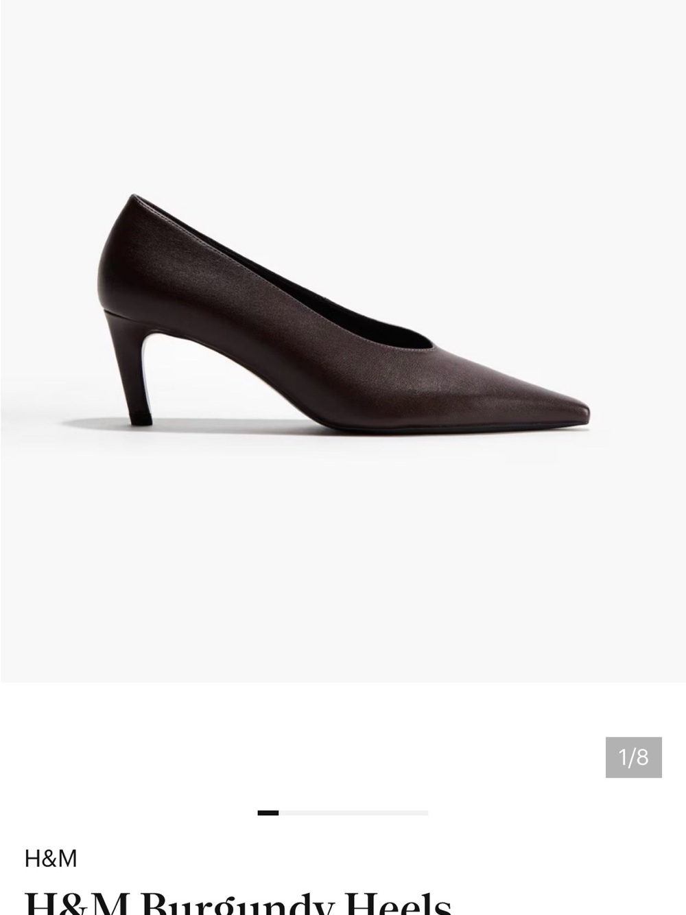 H&M Dark Burgundy Pointed-Toe Mid Heel Pumps